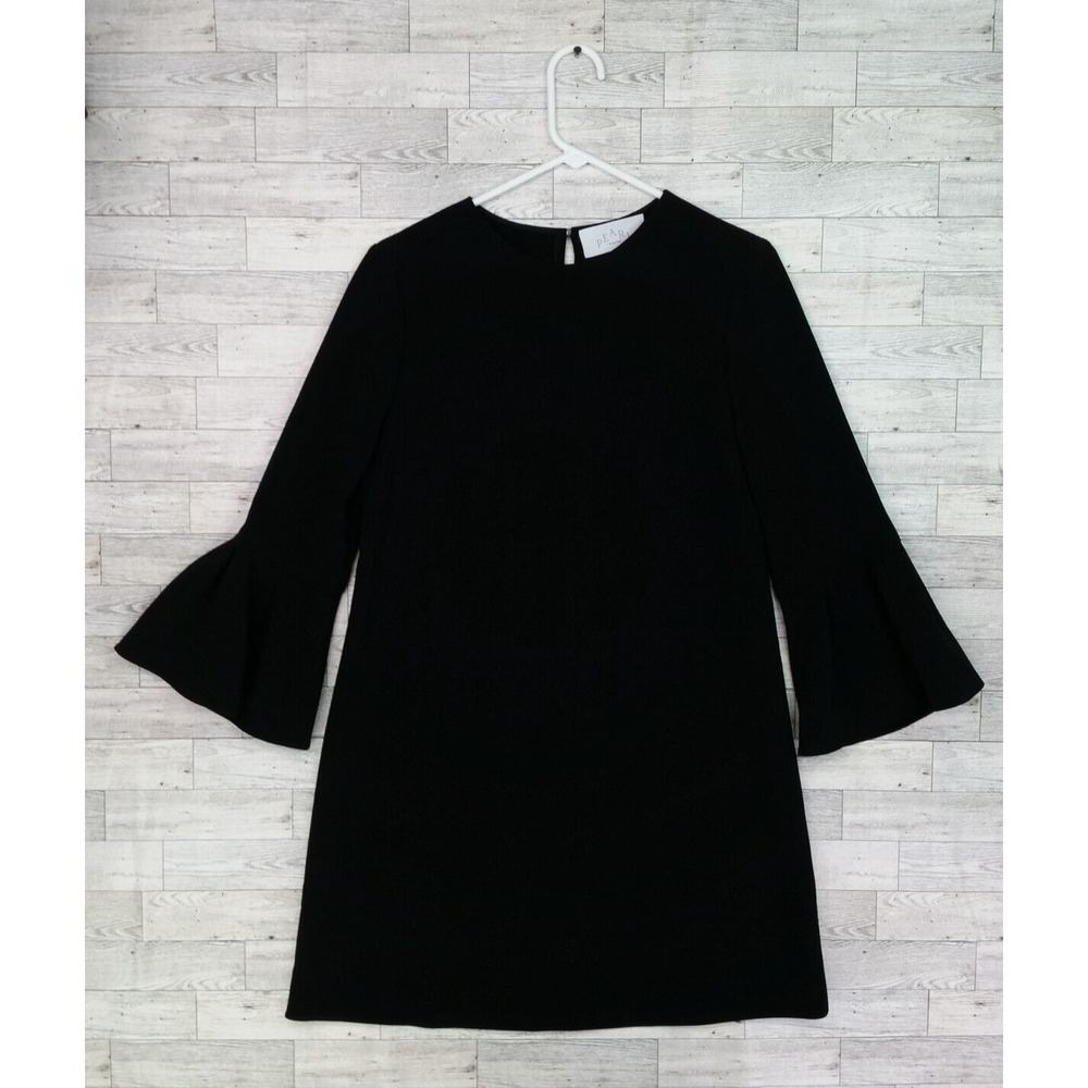 Women's Lela Rose Pearl Bell Sleeve Black Formal Shift Dress Size 6